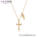 44081 Wholesale fashion jewelry religion necklace 18k gold color cross necklace with key